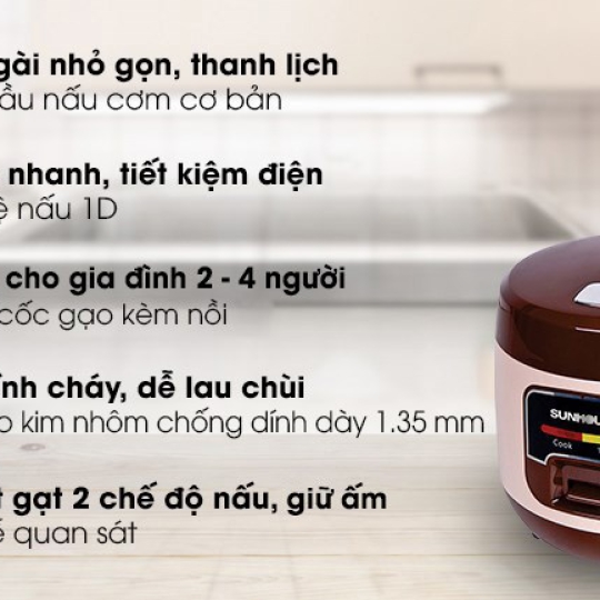 Nồi cơm nắp gài Sunhouse 1 lít SHD8208C